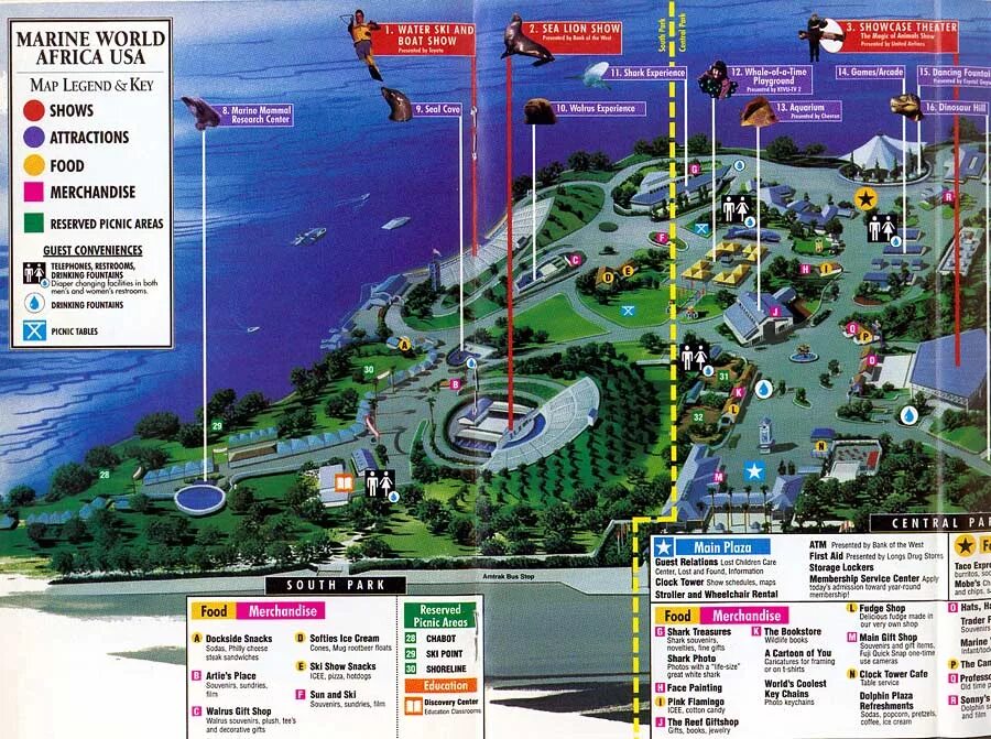 Marine's world. Marine World. Park Map. U.S.A - Dolphin Cove location.