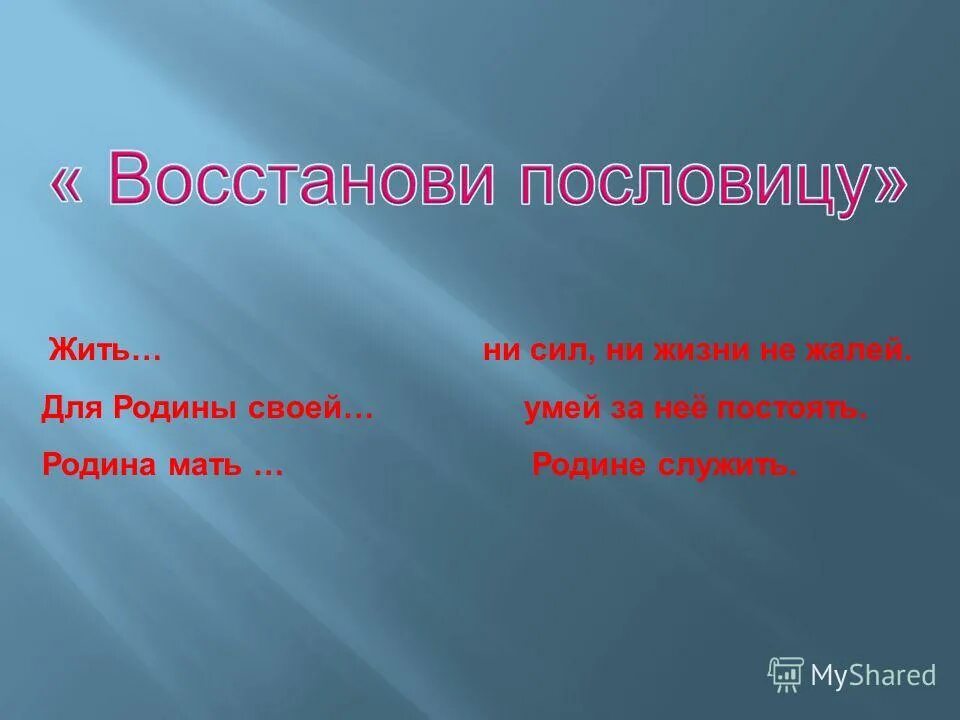 Для родины своей ни сил ни жизни