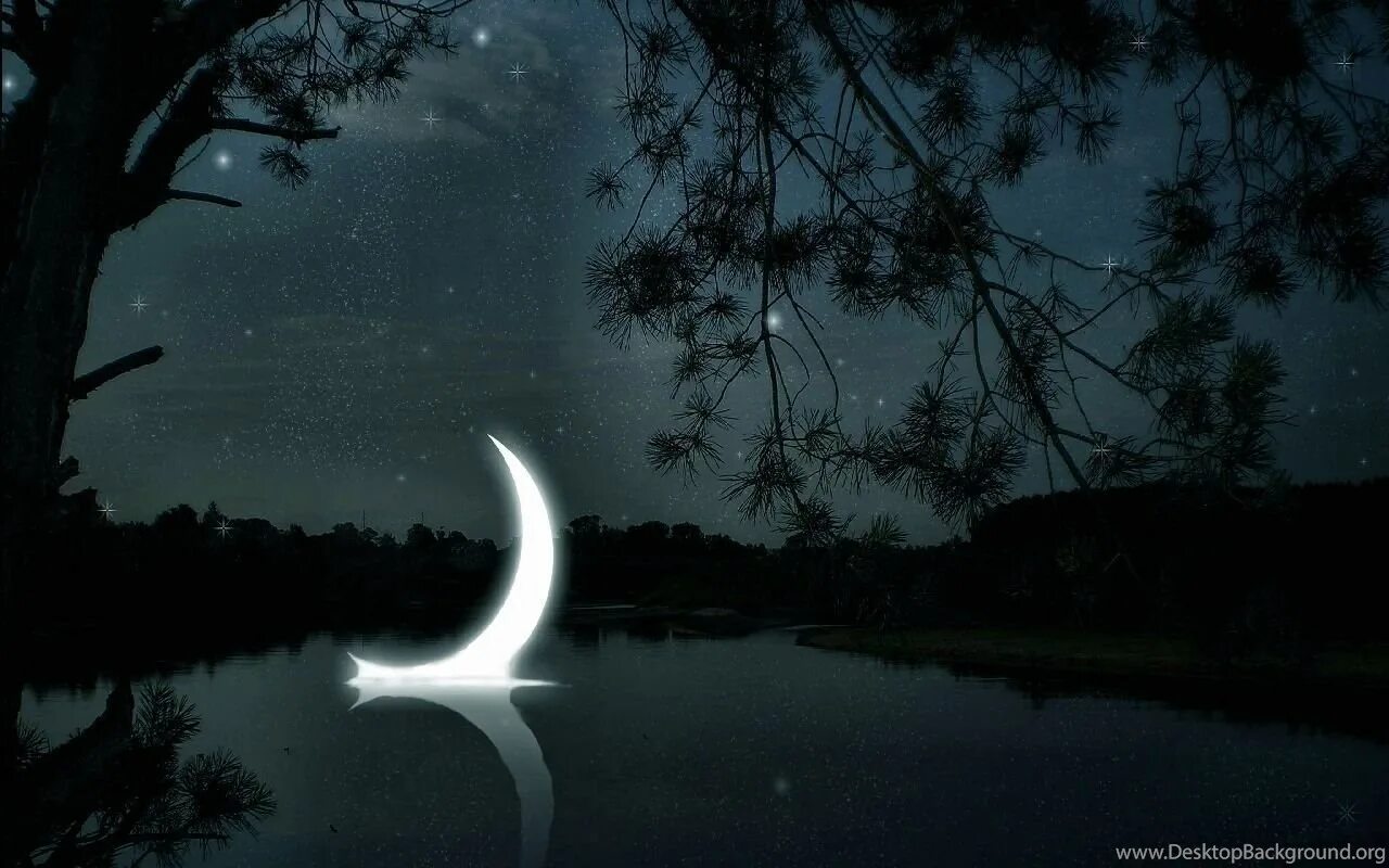 Самый прекрасный месяц. Ночь месяц. Красивая ночь. Ночная Луна. Ночь озеро Луна.
