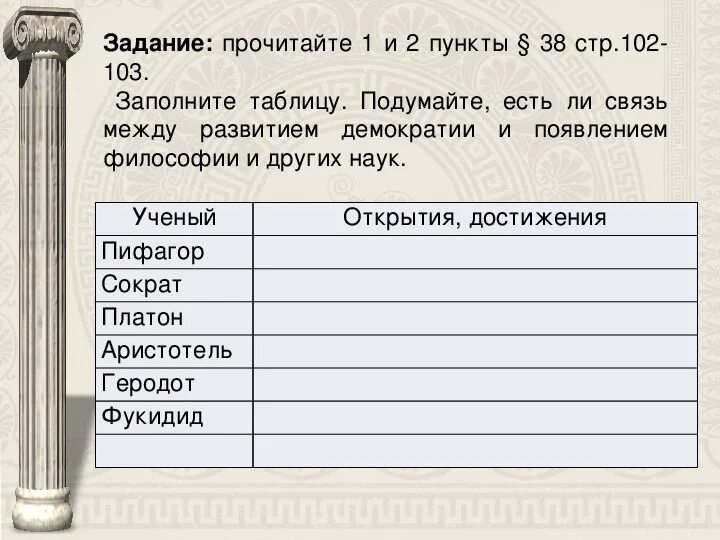 Философия наука образование 5 класс. Философия наука образование 5 класс история. Сократ открытия и достижения таблица. Достижение науки и философии таблица.