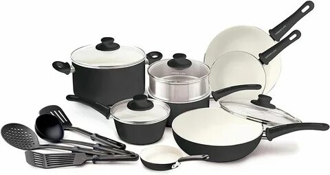 Ceramic Kitchen Cookware Set Nonstick All In One Pots Pans Lids 16 Pieces N...