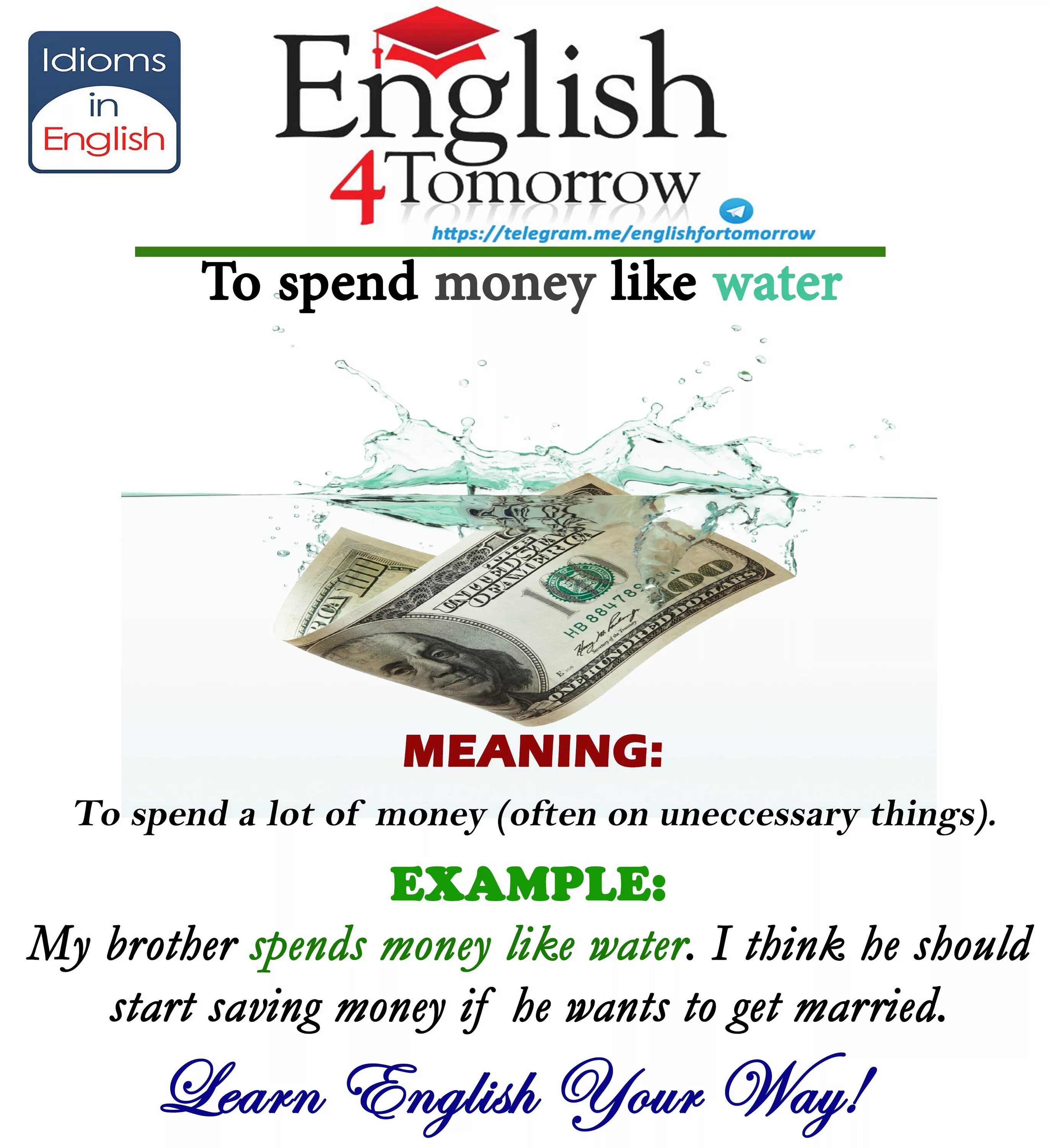 I often money. Spend money like Water. Spend money like Water idiom. Idioms about money. Spend money like Water pics.