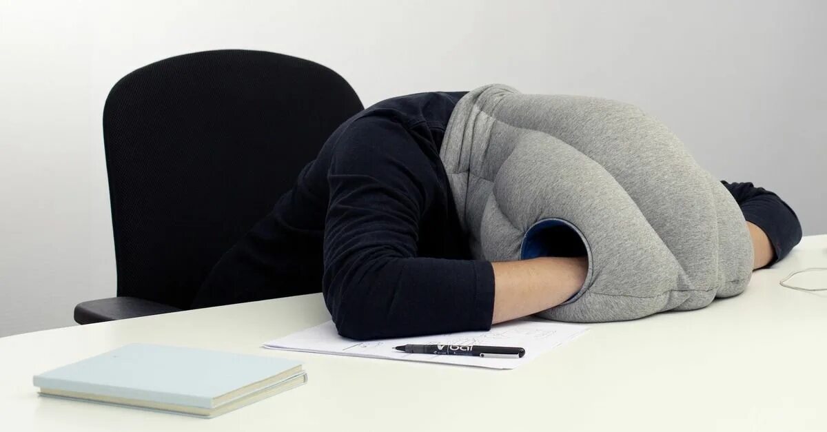 Устал род. Подушка для сна за столом. Подушка для офиса. Подушка для сна в офисе. Подушка страус для сна.