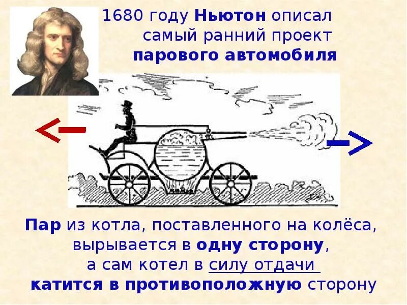 Паровой автомобиль Ньютона. Реактивный паровой автомобиль Ньютона. Изобретения Исаака Ньютона самокат. Первый реактивный двигатель ньютона