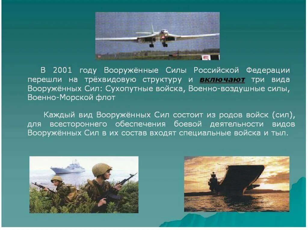 Состав задачи вс рф. Вооружённые силы Российской Федерации рода войск. Рода войск Вооруженных сил Российской Федерации Сухопутные войска. Три рода войск Вооруженных сил Российской Федерации. Вооруженные силы Российской Федерации презентация.