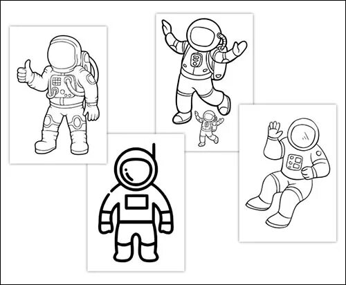 Шаблон космонавта для вырезания из бумаги распечатать