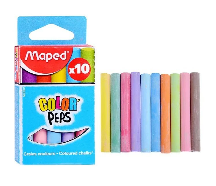 Maped Color Peps набор мелки. Мел цветной 10 шт/уп Maped арт.593501. Мел белый 10шт Maped. Мелки цветные Пифагор 10 цветов.