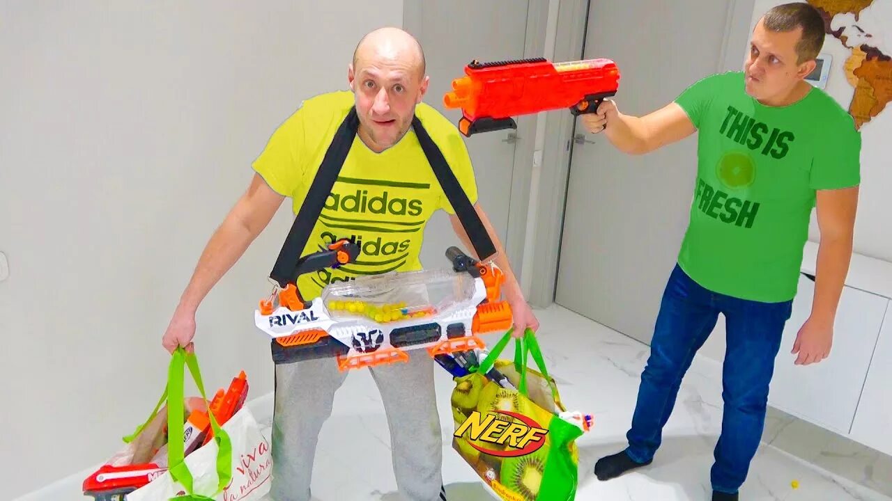 Нерф канал. Nerf brothers лысый. Лысая борода БРОС шоу. Nerf brother БРОС шоу.