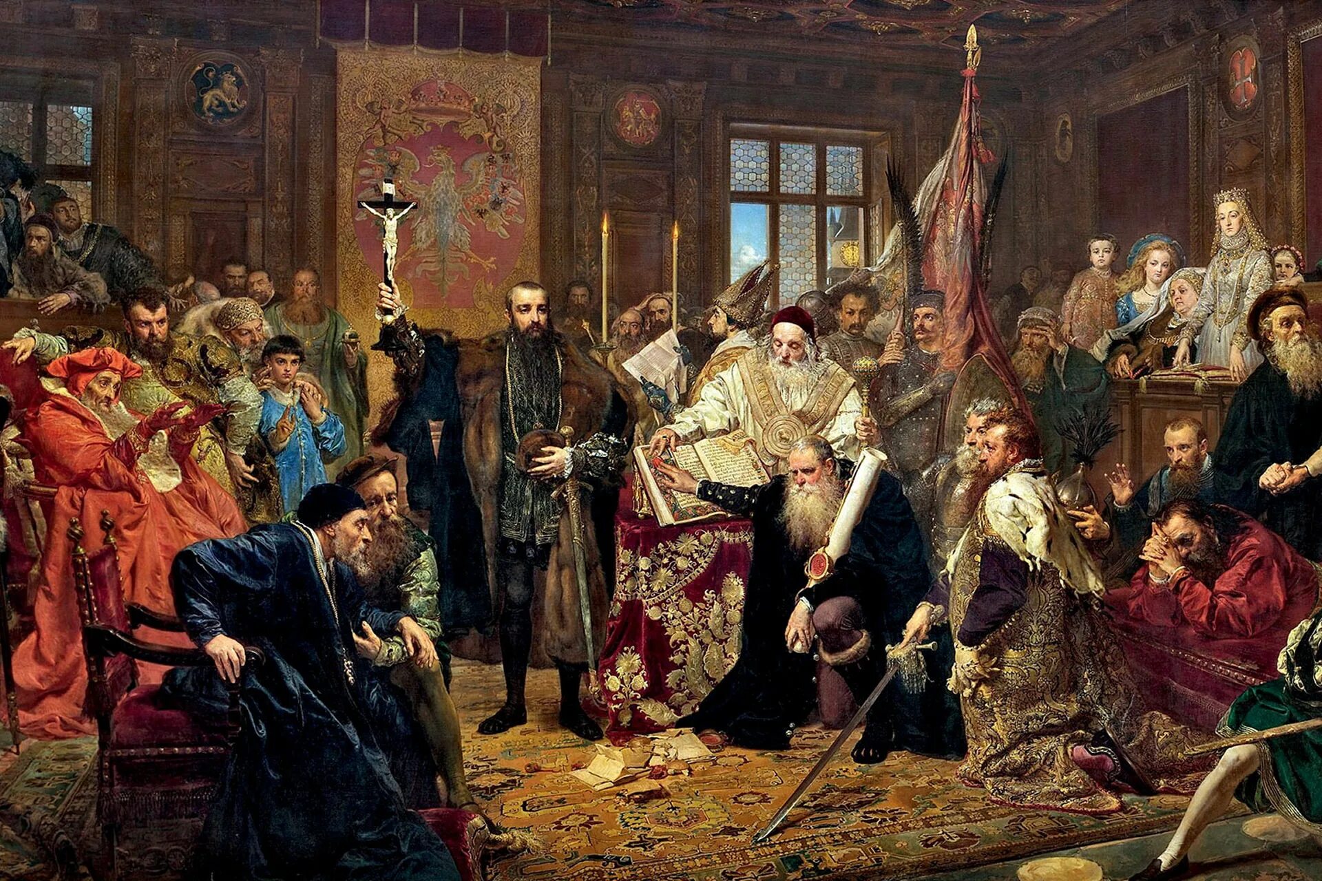 Уния с католиками. Люблинская уния 1569. брестская уния 1596 ян матейко. люблинская уния картина ян матейко. ян матейко прусская дань.