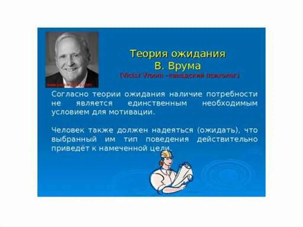 Мотивация человека основывается на. Теория ожиданий Виктора Врума. Теория мотивации Виктора Врума. Согласно теории ожидания.