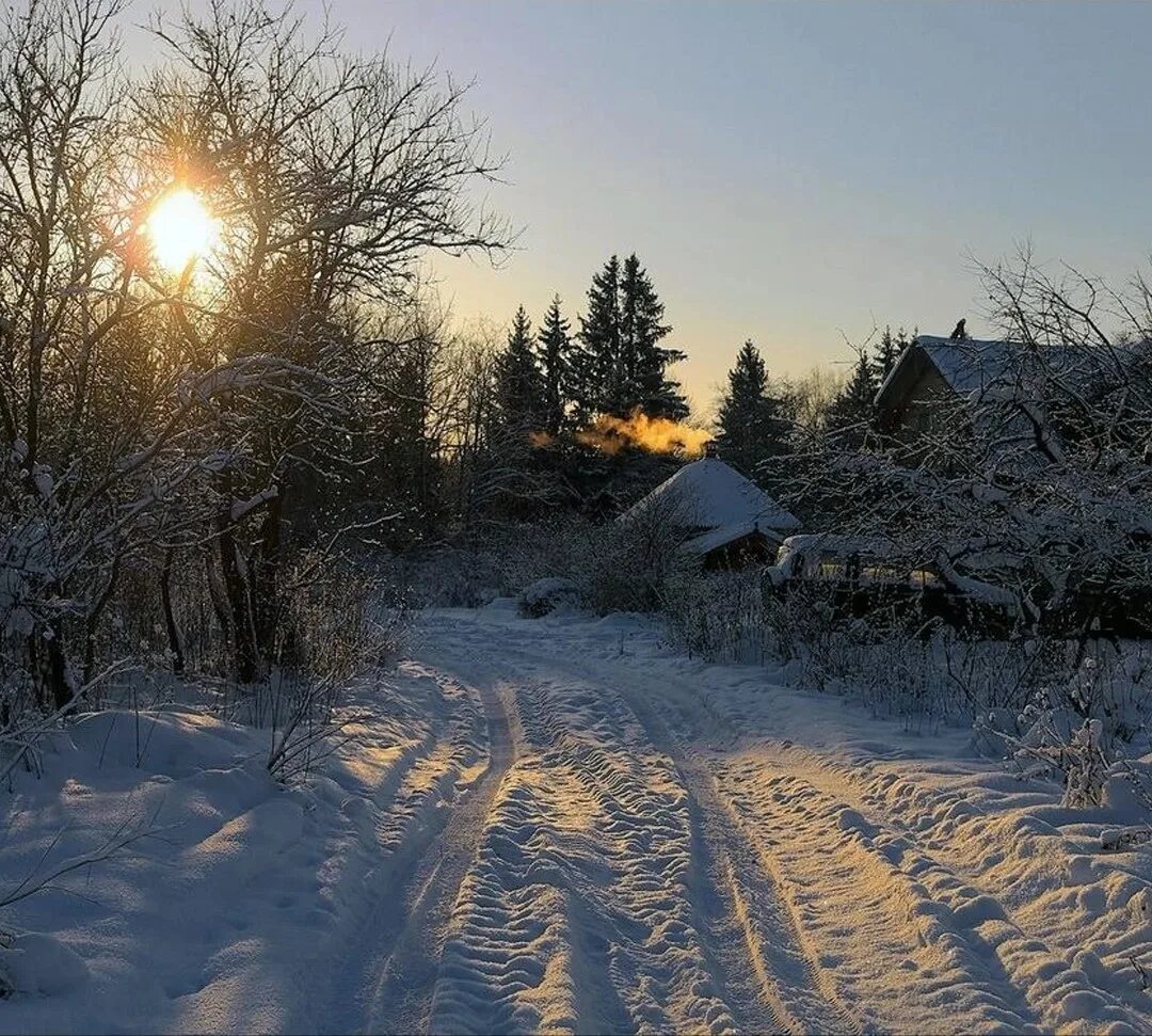 Зимний вечер. Вечер в деревне зимой. Морозный вечер. Морозный вечер в деревне.