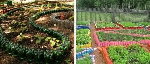 Грядки из пластиковых бутылок