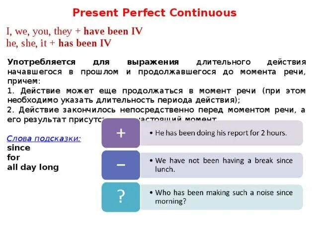 Перевести в present perfect continuous