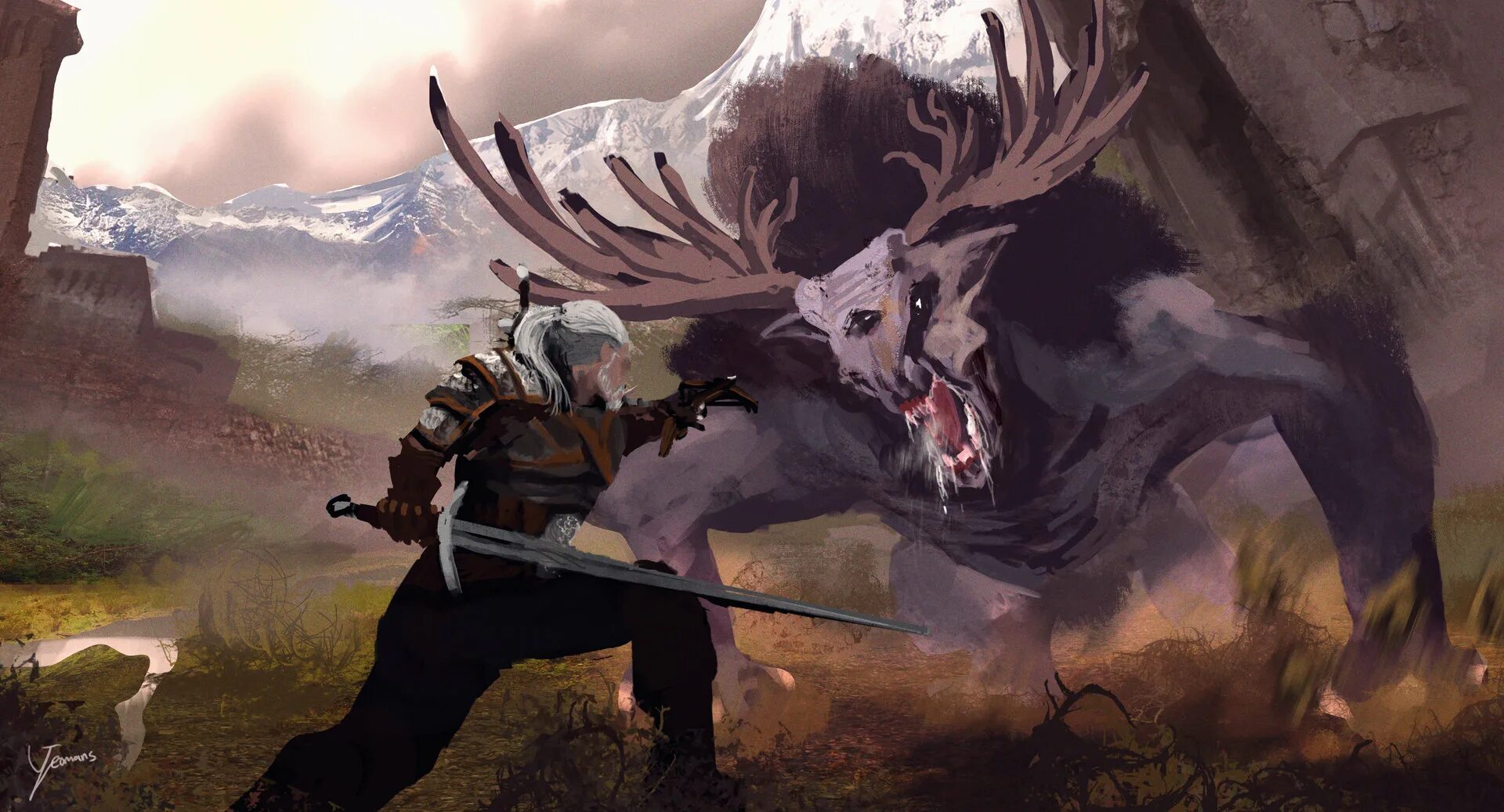 Ведьмак 3 дух. Witcher 3 fan art. граден ведьмак 3 арт. the witcher artstation.