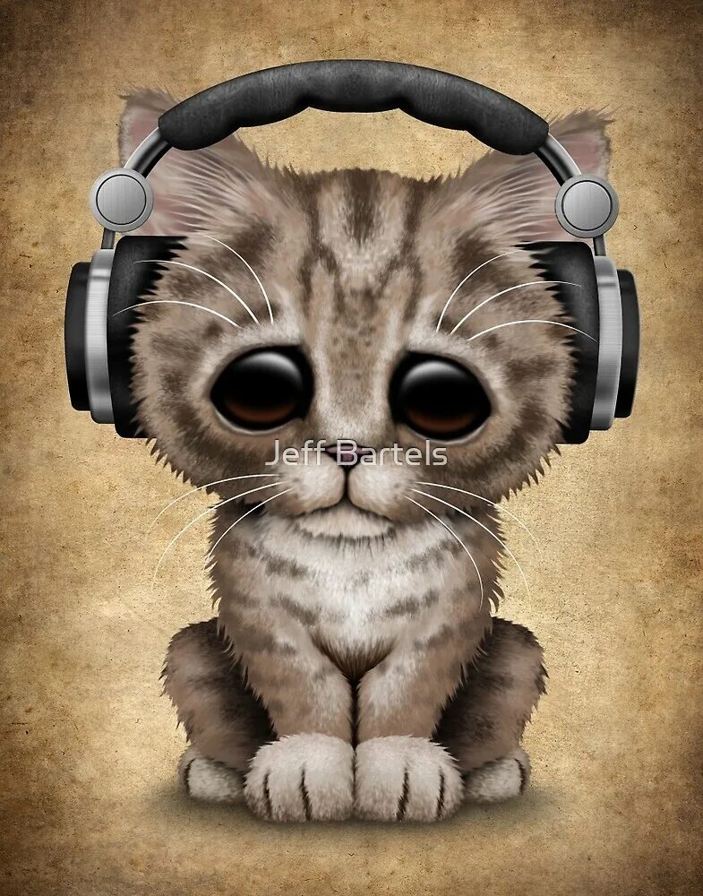 Animals dj. Kitten DJ drawing. Kitten in Headphones drawing. Cute Bread in Headphones Steam.