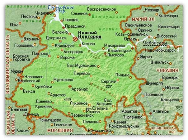 Нижегородская область города Нижегородской области карта. Нижегородская область на карте России с городами. Карта Нижегородской области с городами. Юг Нижегородской области на карте.
