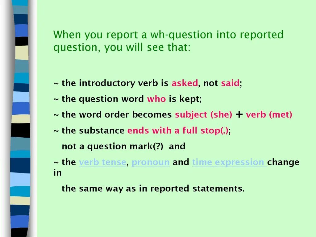 Reported Speech questions. Reported questions примеры. WH questions in reported Speech. Reported questions правила и примеры.