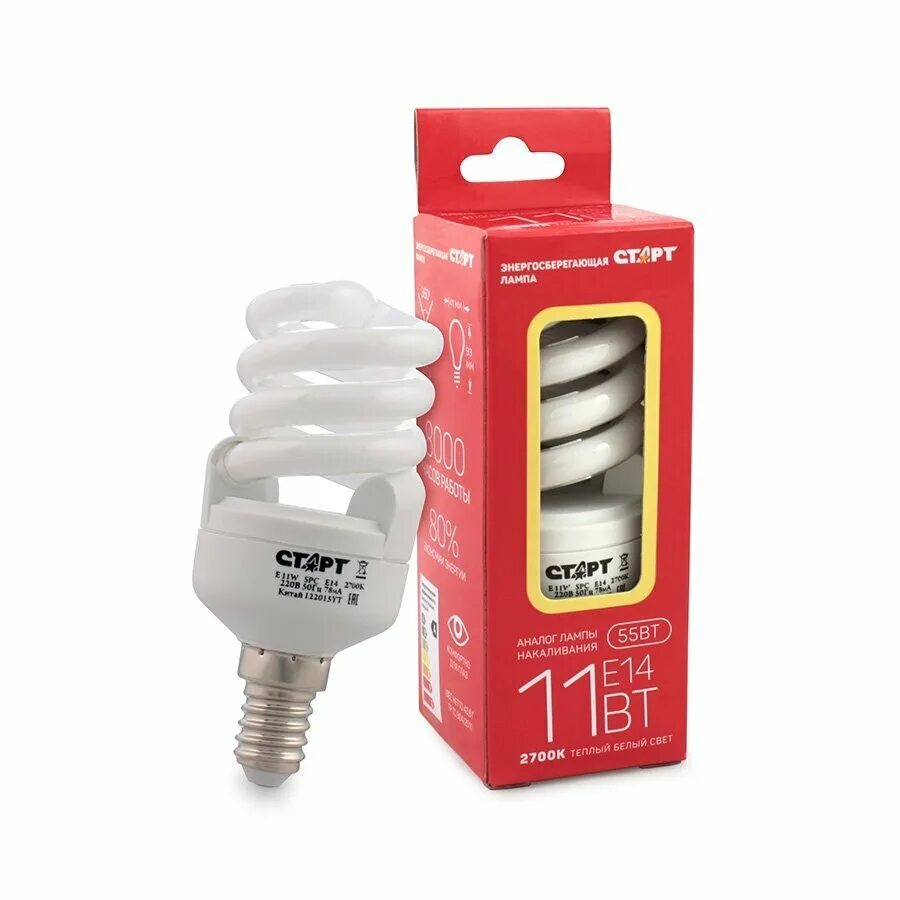 Start e. электрич. лампа энергосберегающая старт e 26w, spc e27, 4000k 8y, холодный свет. Start e. лампа светодиодная yeso.