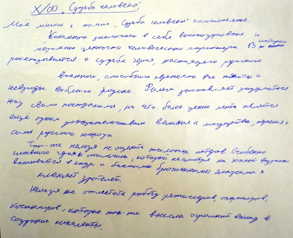 Сочинение на тему судьба человека 9 класс. Рецензия судьба человека.