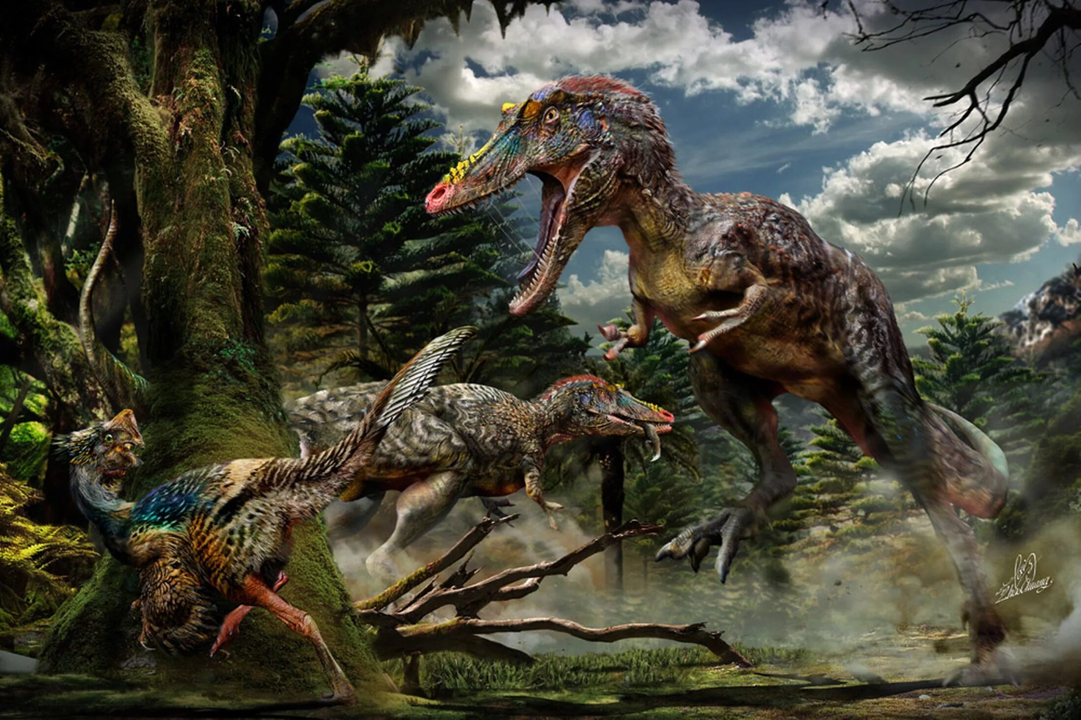 Когда жили динозавры видео. Цяньчжоузавр. Тираннозавр рекс мелового периода. Скорпиовенатор Jurassic World. Хищные динозавры Юрского периода.