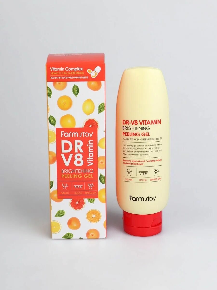 Vitamin brightening с витамином с. Farmstay Dr-v8 Vitamin Brightening peeling Gel. Dr-v8 Vitamin peeling Gel. Farmstay гель с витаминным комплексом Dr-v8 Vitamin Brightening peeling Gel. Farm stay Dr-v8 Vitamin Brightening peeling Gel, 150 ml.