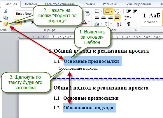 Формат по образцу word