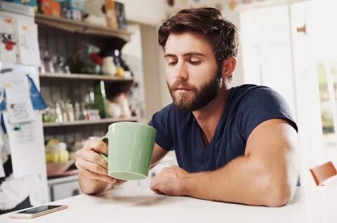 He drinks coffee
