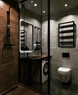 Ванная комната в доме в стиле лофт - фото
