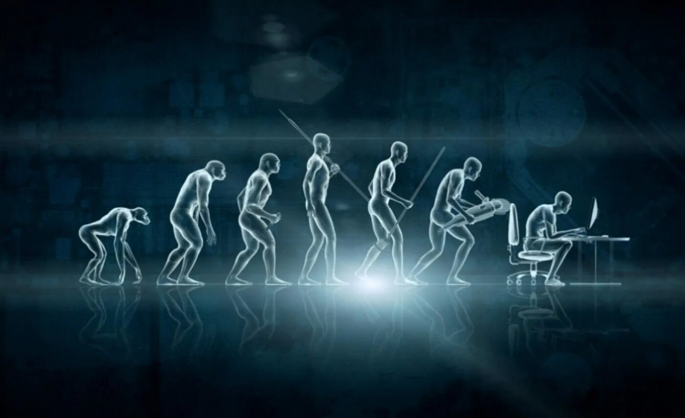 Эволюция человека. Эволюция человека на синем фоне. Эволюция человека фон. Человечество фон.