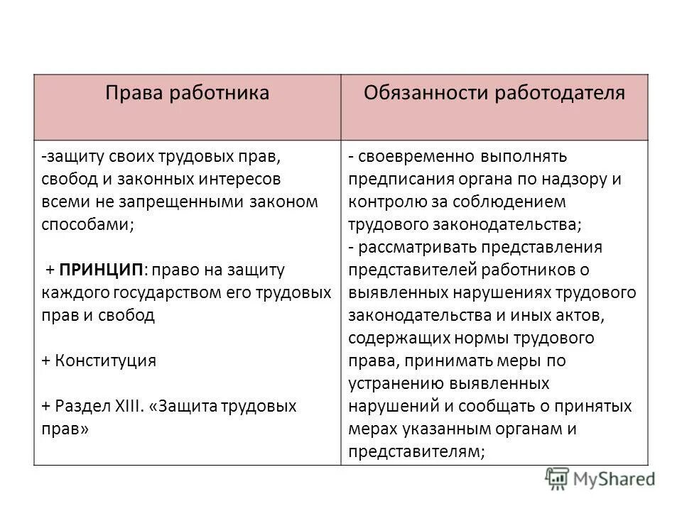 Тк рф определяет обязанности работника. Примеры прав и обязанностей работника и работодателя.