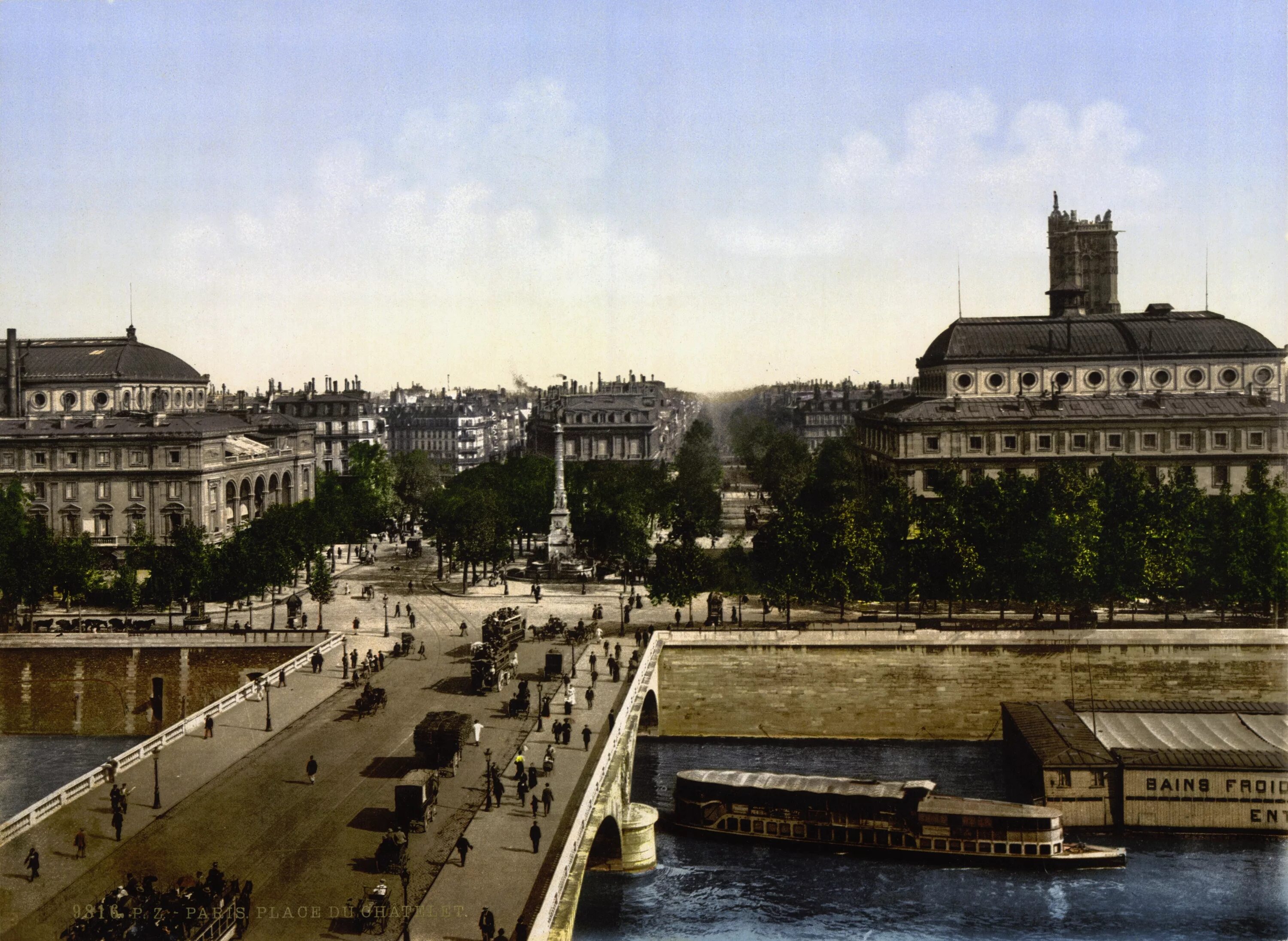 Площадь Шатле в Париже. Франция 1890. Франция 1890 год. Франция 1900 год.