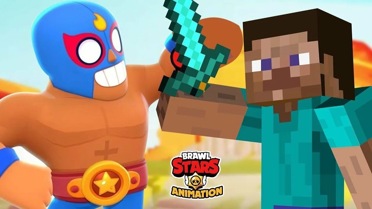 Майн бравл. Стив Браво старс. Brawl Stars Стив. БРАВЛ старс против МАЙНКРАФТА. Brawl Stars Minecraft.