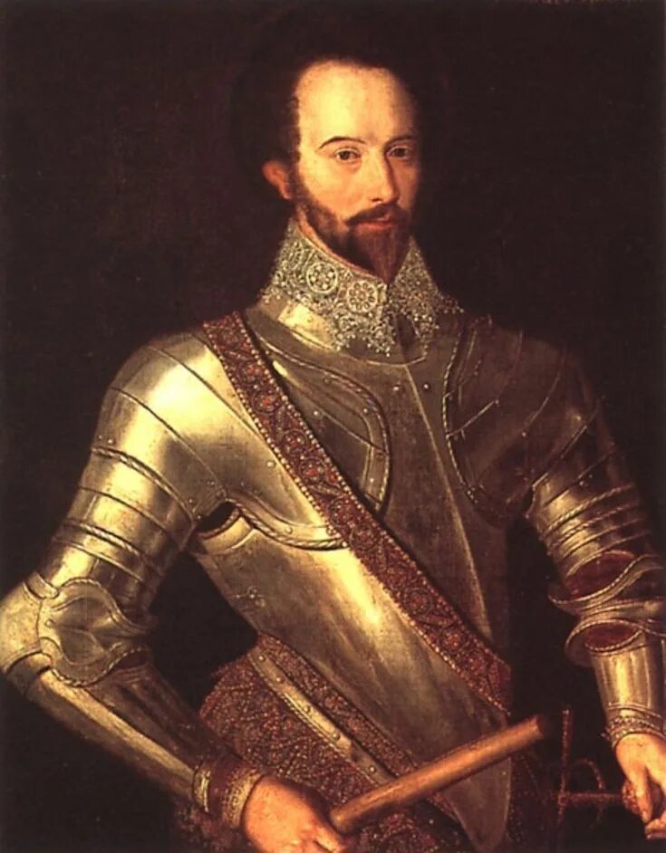 Сэр Уолтер Рэли (1552–1618). Уолтер Рэли (1552 или 1554 — 1618). Сэр Уолтер Рейли портрет.