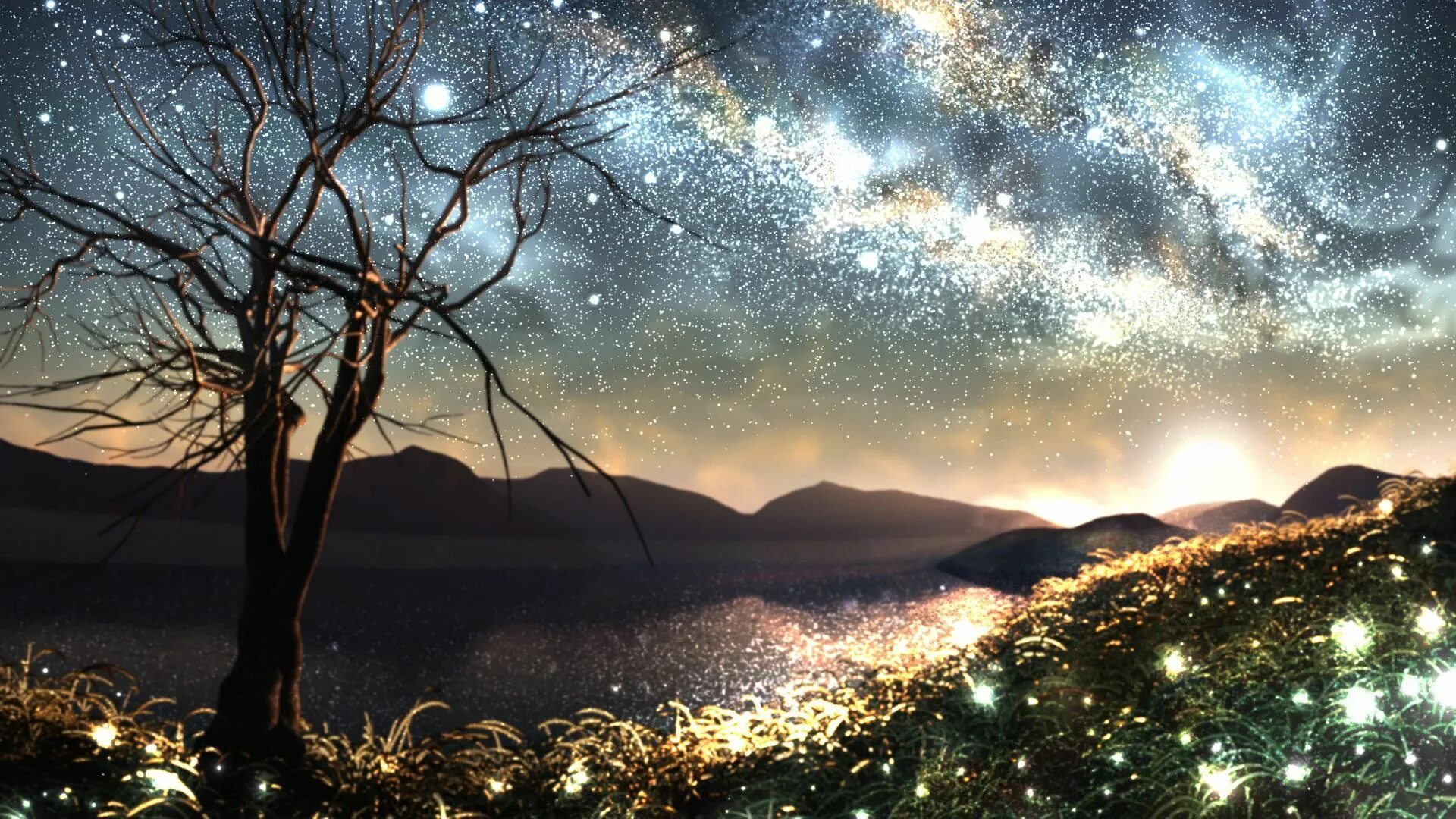 Пейзажи ночью картинки. Ночной пейзаж. Природа ночью. Космический пейзаж. Красивые ночные пейзажи.