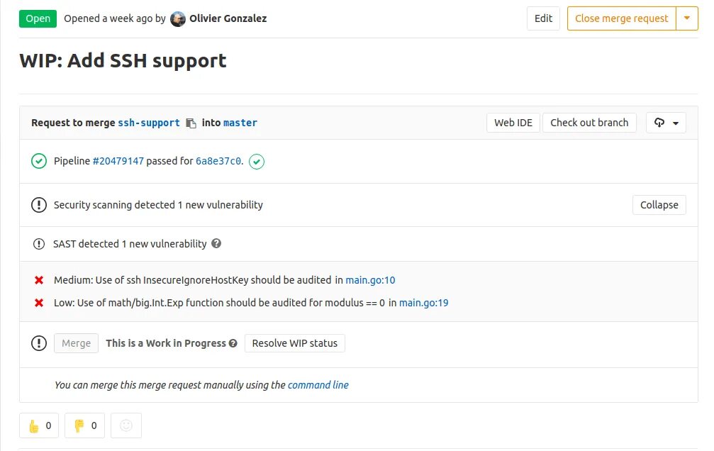 Ssh support support. GITLAB SAST Test. Close merge request что это. Отчет checkmarks SAST. Чистка GITLAB.