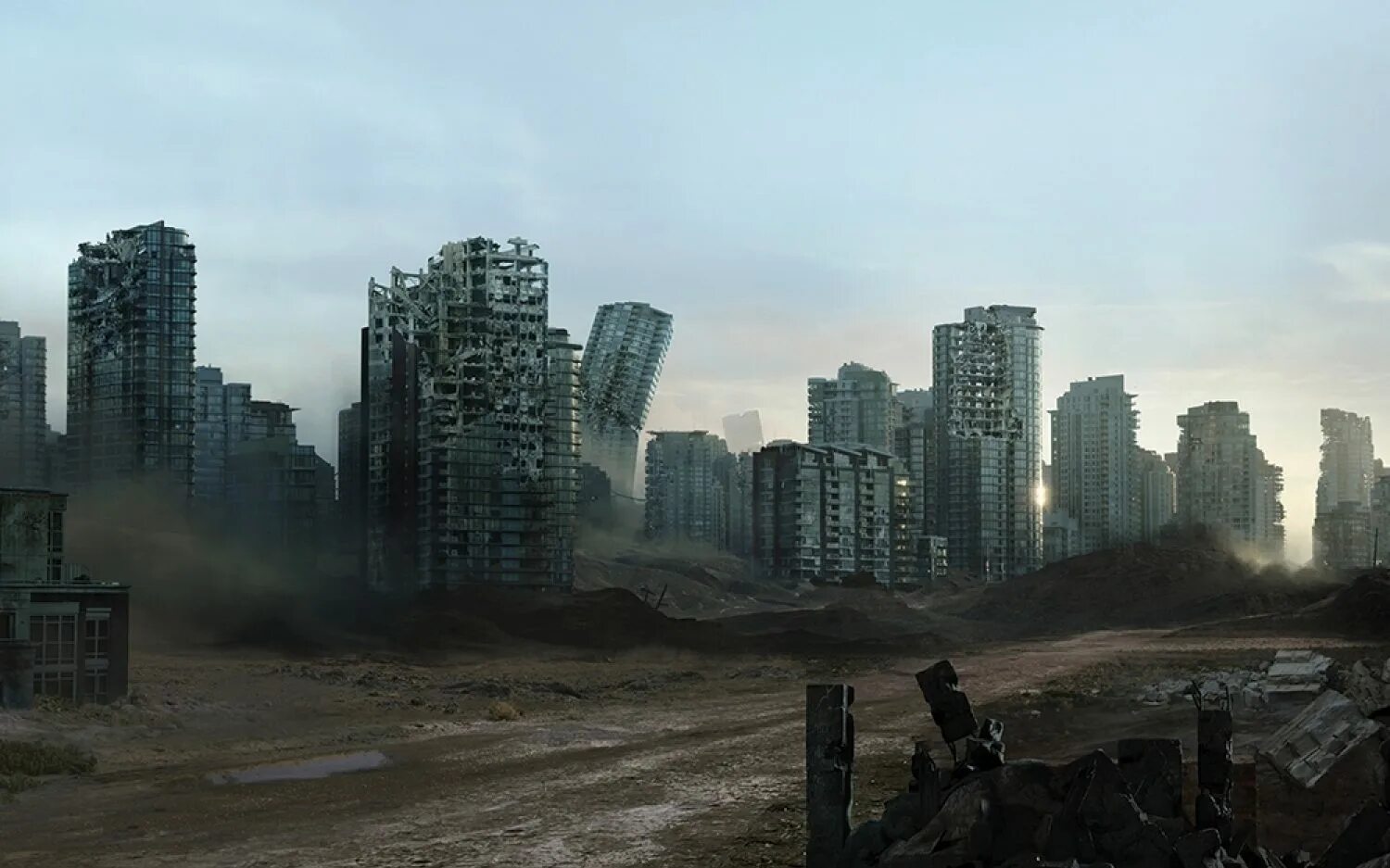 разрушенный город вдали. дом ночью. осень в городе. на окраине города разбит был чудесный парк. фоллаут арт деревня.