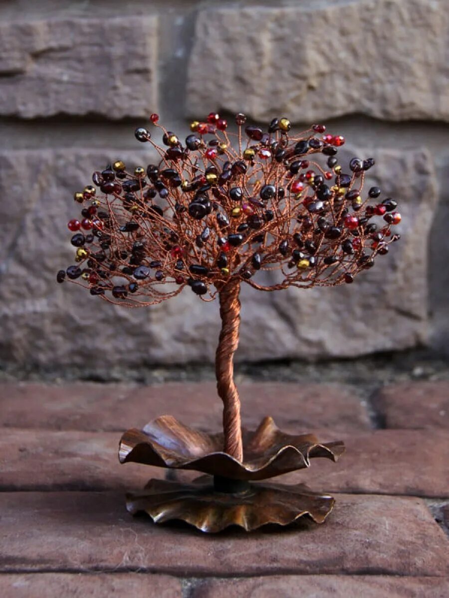 Тибетское дерево счастья. Дерево счастья из искусственных камней. Тибетское дерево счастья. Дерево счастья из проволоки. Дерево счастья самоцветы, 9см.