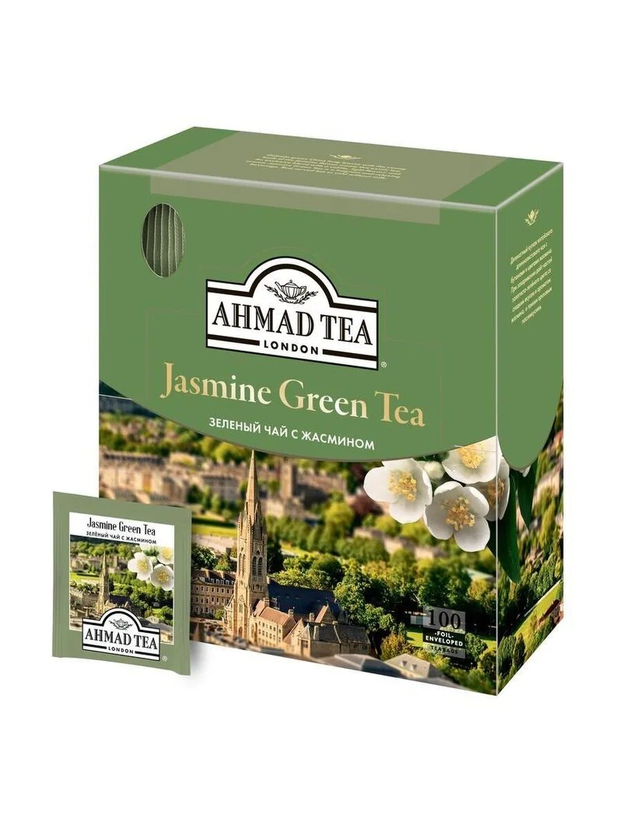 Ахмад с жасмином. Зеленый чай с жасмином ахмат. чай ahmad (ахмад) «green tea», зеленый, 100 пакетиков.
