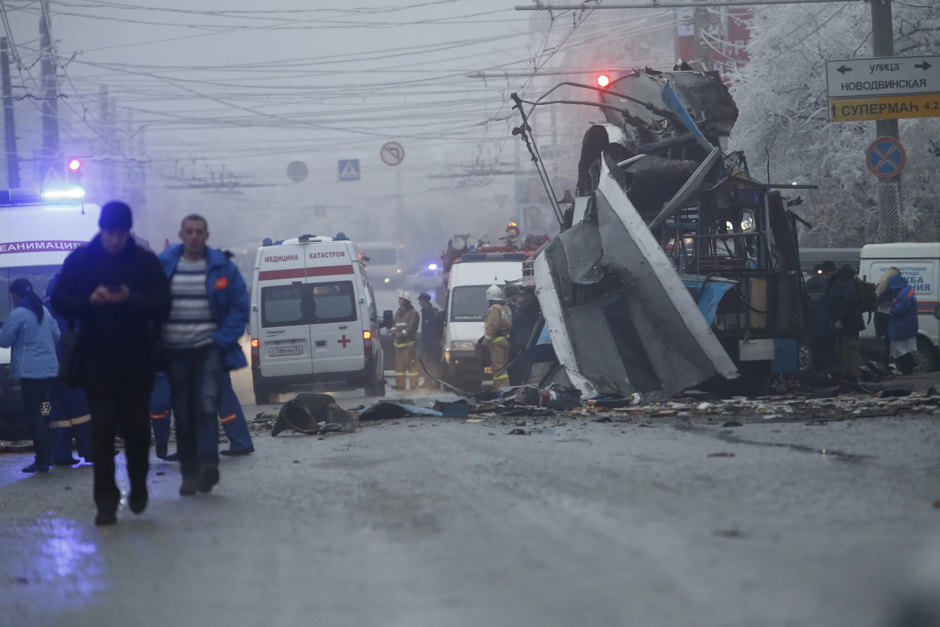 Взрыв троллейбуса в Волгограде.