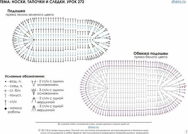 Схемы следков крючком для начинающих