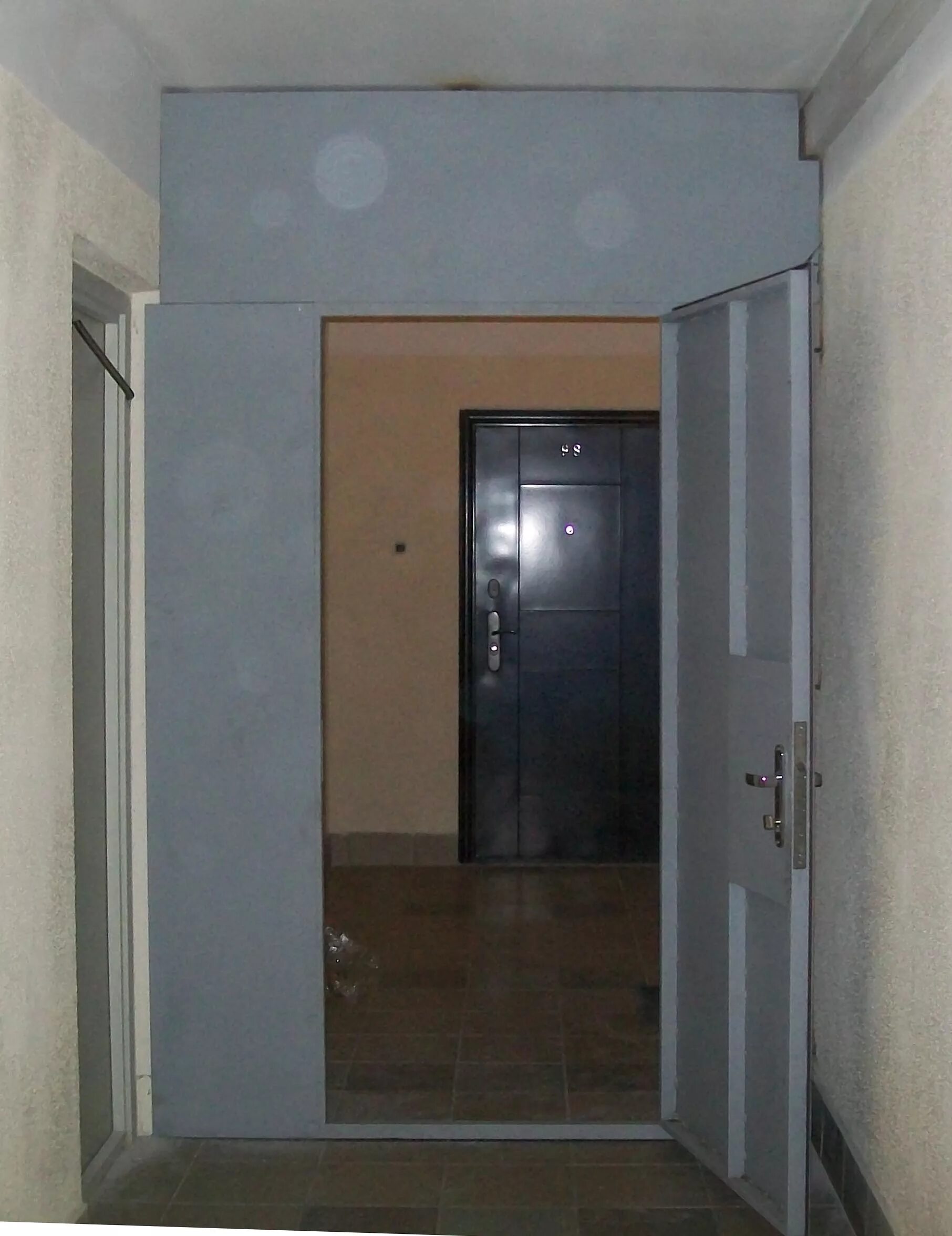 входная дверь в интерьере подъезда. внутренние подъездные двери. дверь в квартиру в подъезде. тамбур в подъезде. двери в коридор подъезда.