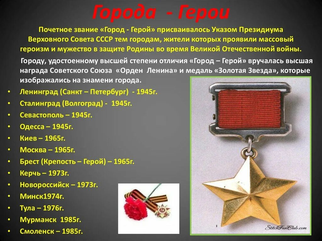 Какое звание было присвоено 1965 года. Города-герои Великой Отечественной войны 1941-1945. Звание город герой. Города герои СССР. Звания городов героев ВОВ.