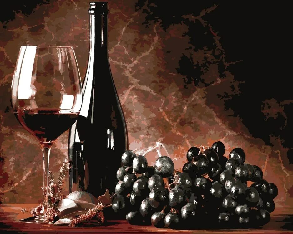 Красное вино красивые фото Bottle and glass of red wine, grape and cork on a red background Red wine, Wine