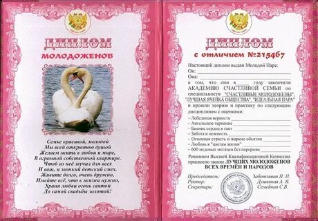 Шуточное молодоженам