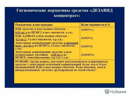 Санитарных нормативов