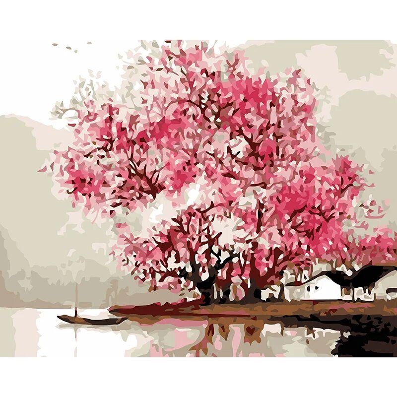 Масло сакуры. Цветущие деревья живопись. Сакура картина. Дерево розовое акварель. Пейзаж акрилом на холсте.