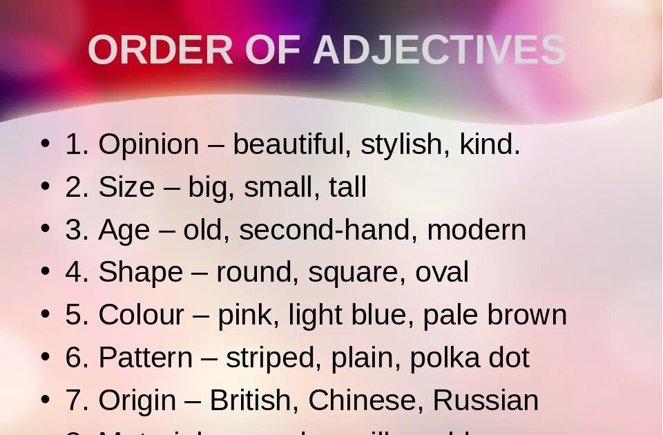 For being in order