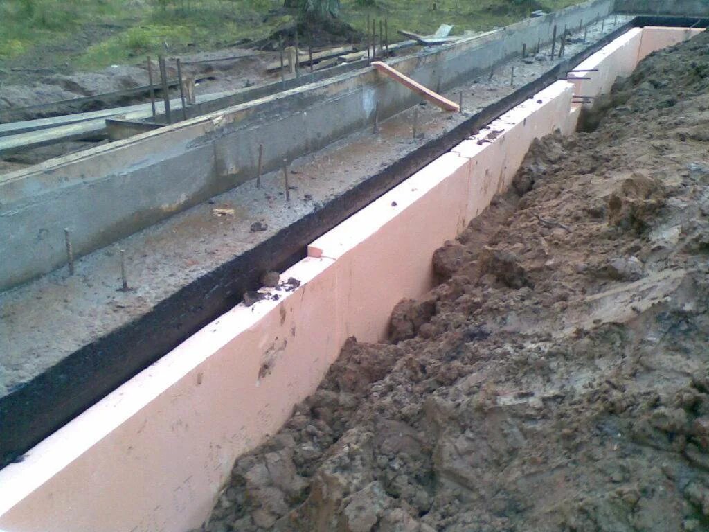 Плита пеноплэкс фундамент 1185х585х50мм. Теплоизоляция фундамента снаружи. Теплоизоляция фундамента снаружи пенополистиролом. Ленточный фундамент с утеплителем. Опалубка для ленточного фундамента.