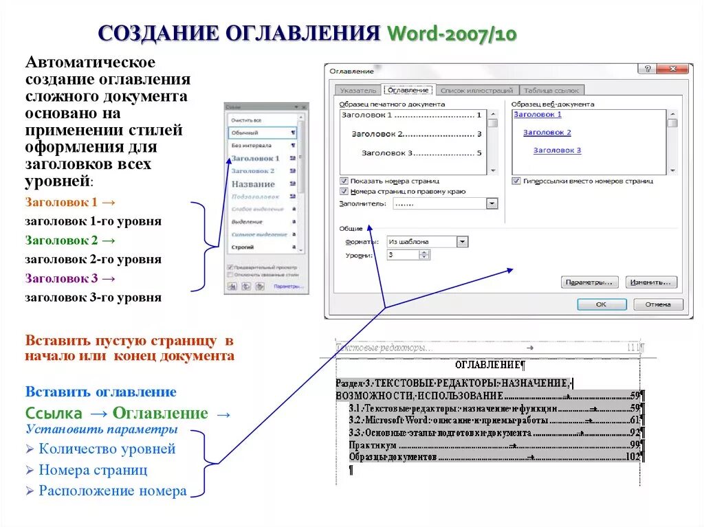 Формирование оглавления. Формирование оглавления в Word. Создание автоматического оглавления. Создание автоматизированного оглавления. Создать оглавление документа.