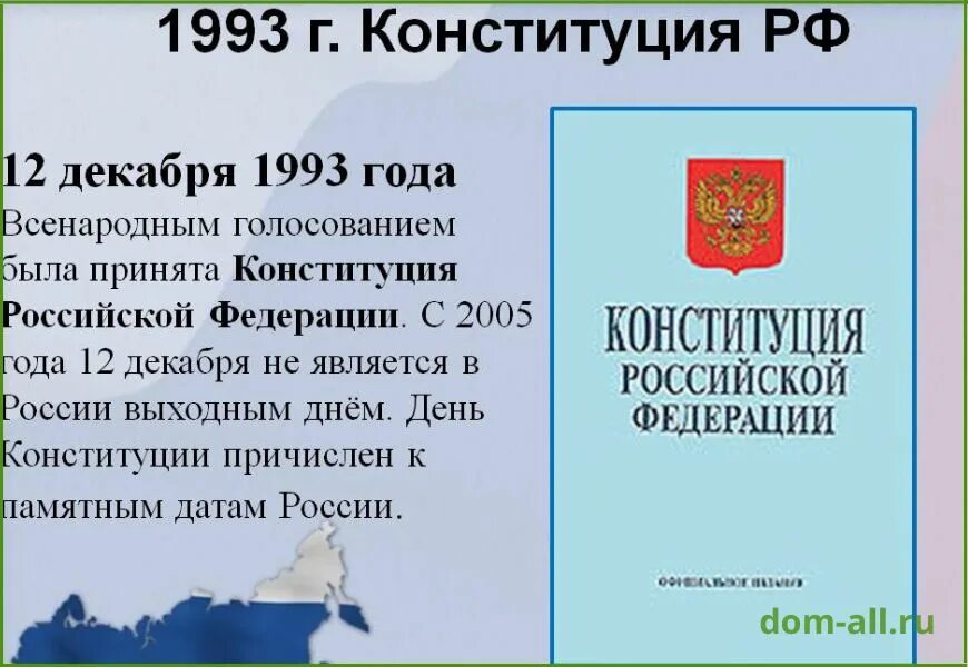 Конституция Российской Федерации 12 декабря 1993 года. 12 Декабря праздник день Конституции. Дата Конституции РФ 1993 год. Конституция РФ 12 декабря 1993 г была принята.